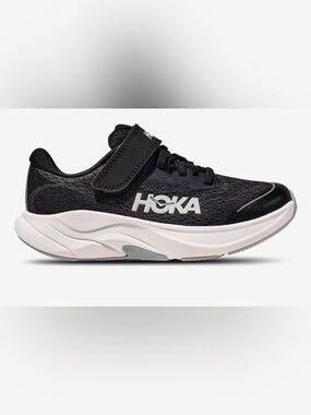 Hoka Rincon 4 Kids Black and White Hook-and-Loop Athletic Sneaker 13